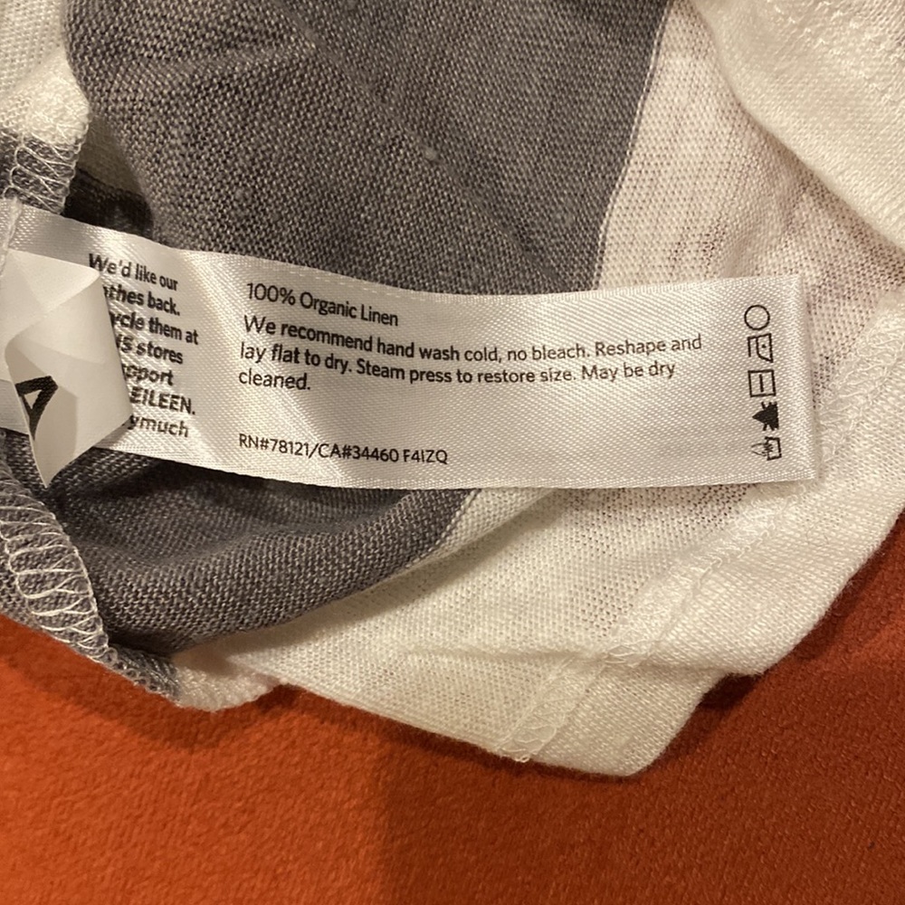 Eileen Fisher NWOT linen white with gray boxy stripes top size XL - Picture 7 of 9